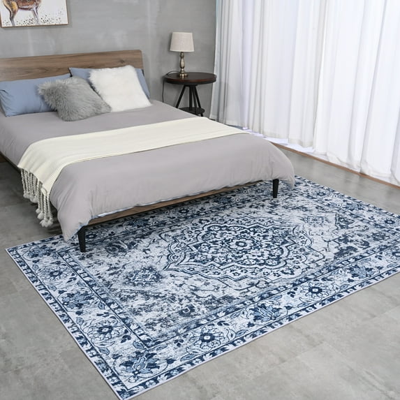 Arogan Traditional Persian Bohemian Area Rugs , Suitable for Living Room, Bedroom, Office Area Rugs, Blue, 5' x 8'