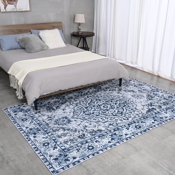 Arogan Traditional Persian Bohemian Area Rugs , Suitable for Living Room, Bedroom, Office Area Rugs, Blue, 5' x 8'