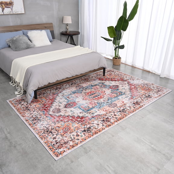 Arogan Traditional Persian Bohemian Area Rugs , Suitable for Living Room, Bedroom, Office Area Rugs, Orange, 5' x 8'