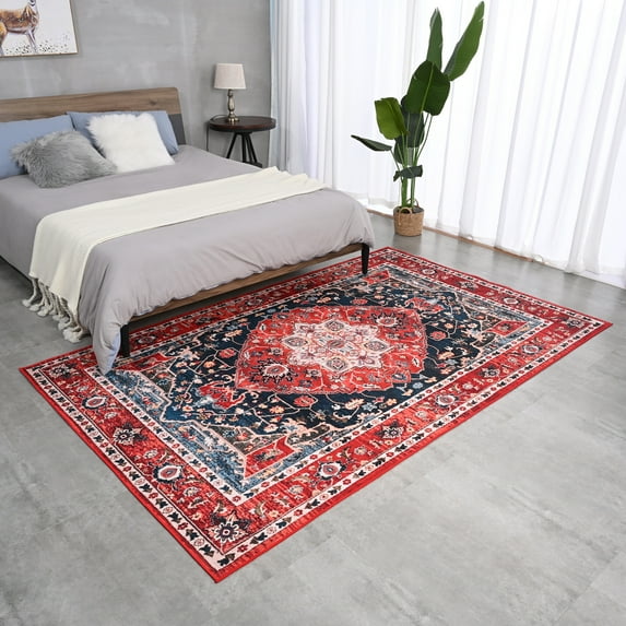 Arogan Traditional Persian Bohemian Area Rugs , Suitable for Living Room, Bedroom, Office Area Rugs, Red, 5' x 8'