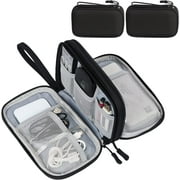 Arogan Travel Electronic Organizer, Waterproof Double Layers Storage Bag for Cable,Travel Cable Organizer Bag for Cable, Cord, Charger, Phone, Earphone, M Size, Black, 2Pcs