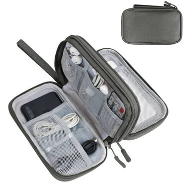 Arogan Travel Electronic Organizer, Waterproof Double Layers Storage Bag for Cable,Travel Cable Organizer Bag for Cable, Cord, Charger, Phone, Earphone, M Size, Dark Grey