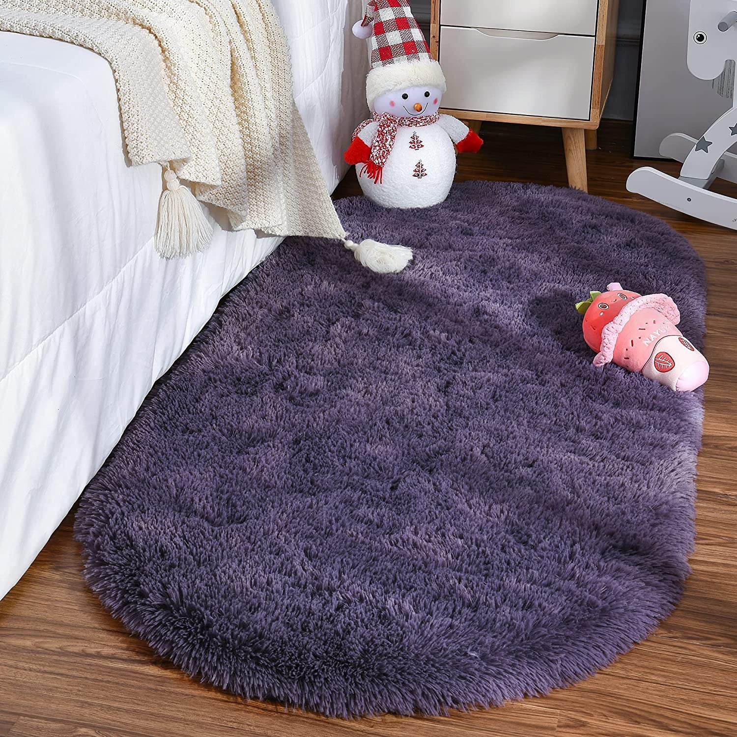 Arogan Ultra Soft Fluffy Bedroom Rugs For Kids,2.6'x5.3',Grey Purple