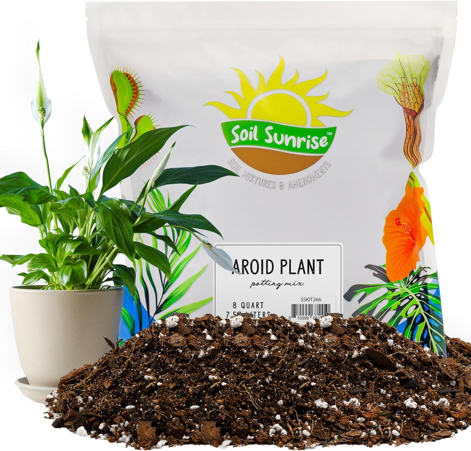 Aroid Plant Potting Mix (8 Quarts) for Pothos Devil's Ivy, ZZ Plant, Chinese Evergreen, Dumb Cane Philodendron, Syngonium, Alocasia, Colocasia Etc.