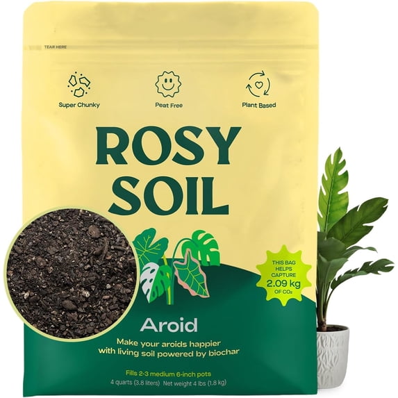 Aroid Soil Potting Mix - Peat-Free, Microbially Active Biochar Powered Soil for Aroids - Superior Aeration & Drainage for Aroid Plants - Ideal for Indoor Gardening - 4 Quarts