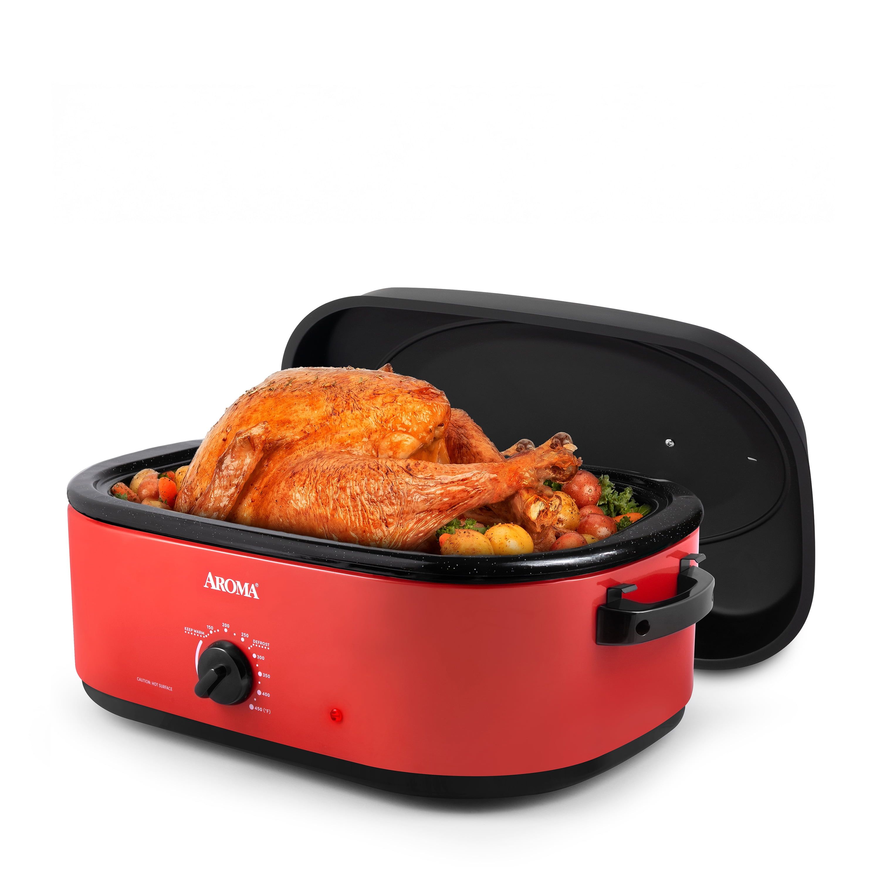Aroma 18Qt Electric Roaster Oven with High Dome Lid, 8X Bonded Granite Enamel, Red (Model ART-718RH)