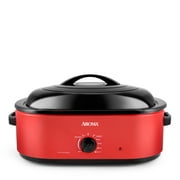 Aroma  18Qt. Electric Roaster Oven with Metal Inner Rack - Red ART-718R
