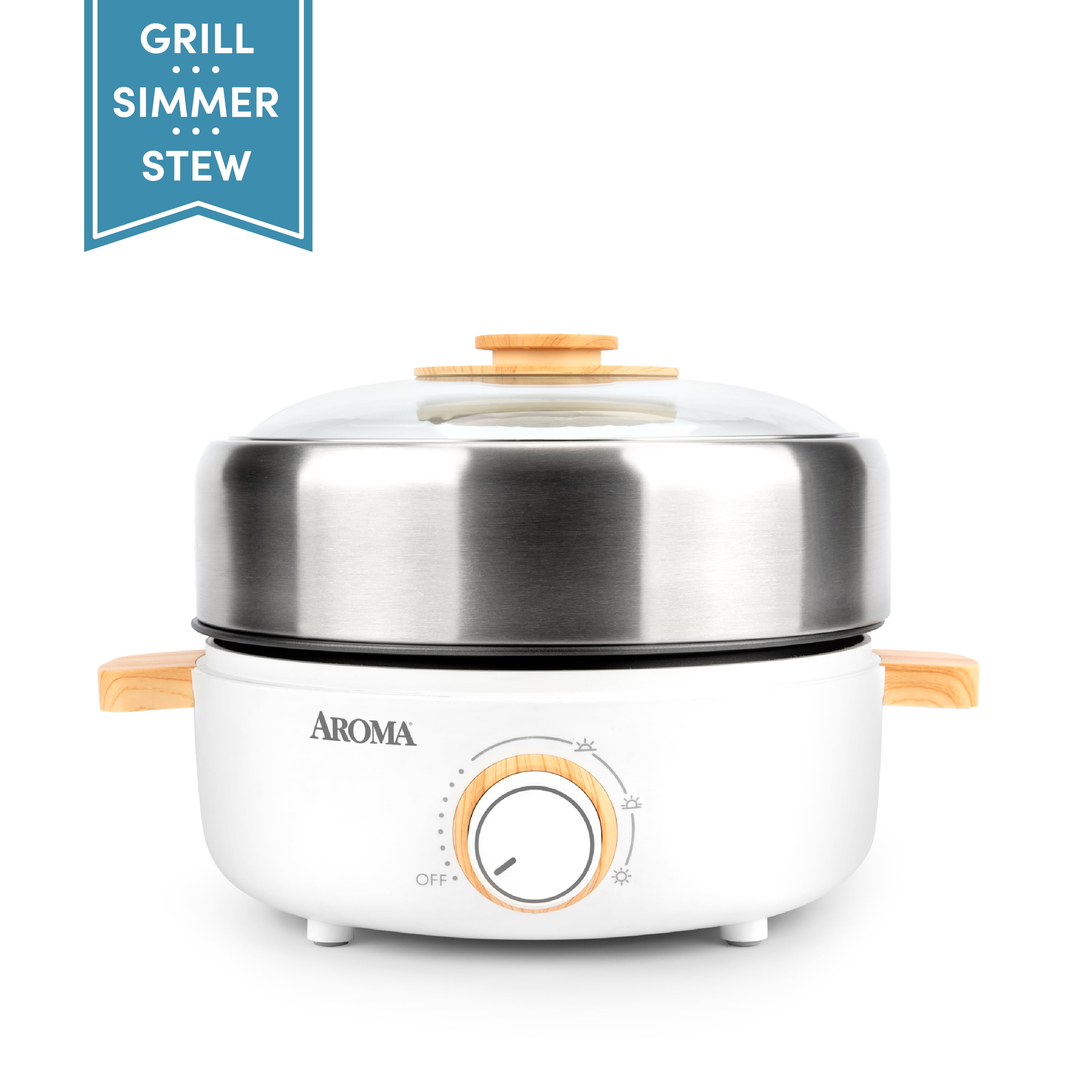 Aroma® 2.5Qt. Whatever Pot® Electric Hot Pot & Indoor Grill- White 
