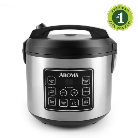 AROMA 20-Cup Digital Rice Cooker & Food Steamer with Bonded Granite Nonstick Ceramic