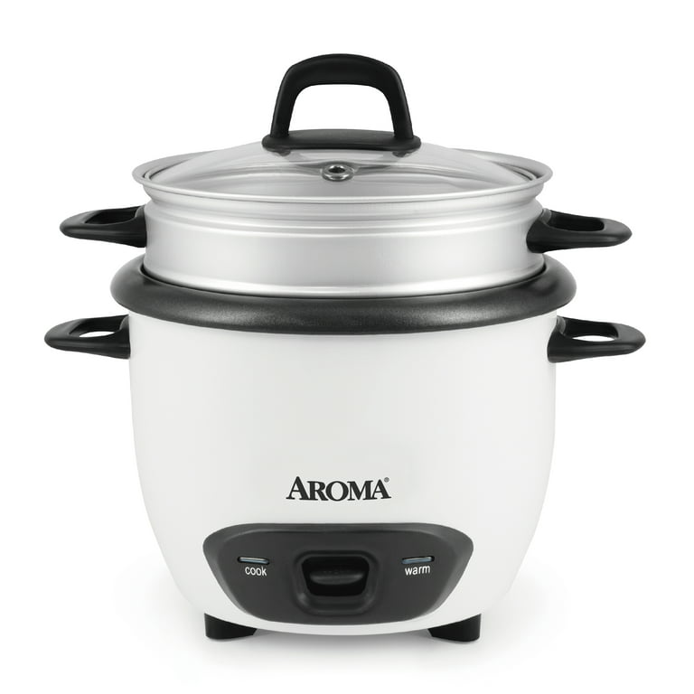 Aroma 6-Cup Rice Cooker And Food Steamer, White White Steamer 