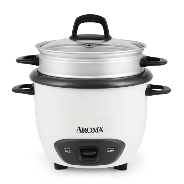Aroma® 6-Cup (Cooked) / 1.5Qt. Rice & Grain Cooker, White, New, ARC-743-1NG