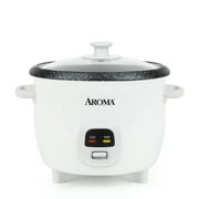 Aroma  6-Cup Rice & Grain Cooker, 8X Bonded Granite Coating, White