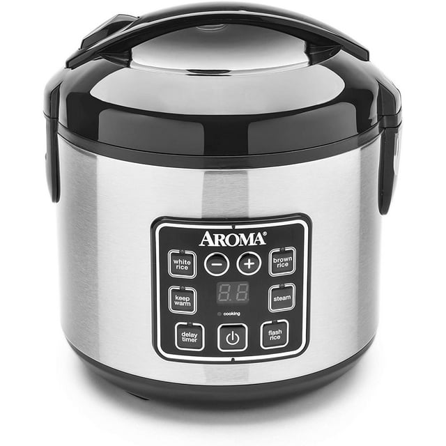 Aroma 8 Cup Digital Cool-Touch Rice Cooker and Food Steamer, Stainless ...