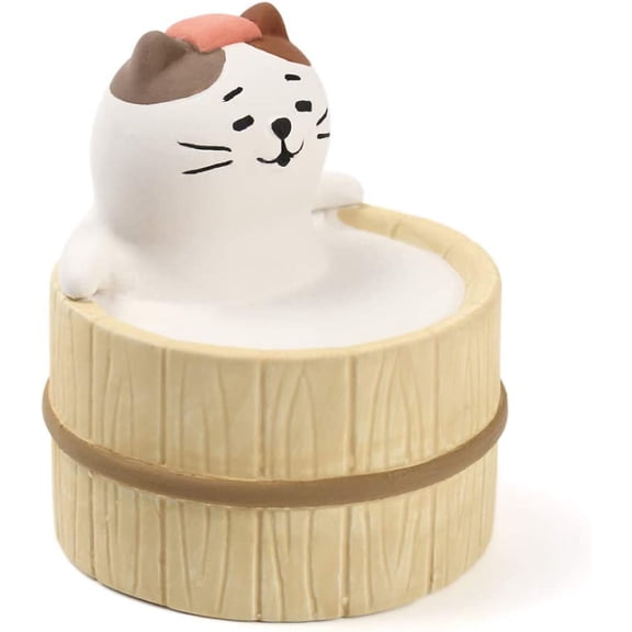 Aroma Ceramic Stone Diffuser [Japan Import] Aromatherapy Essential Oil Diffuser, Non Electric, Passive, Unique, Cute, Animal, Design for Women, Men, and Gifts (Bathing Cat)