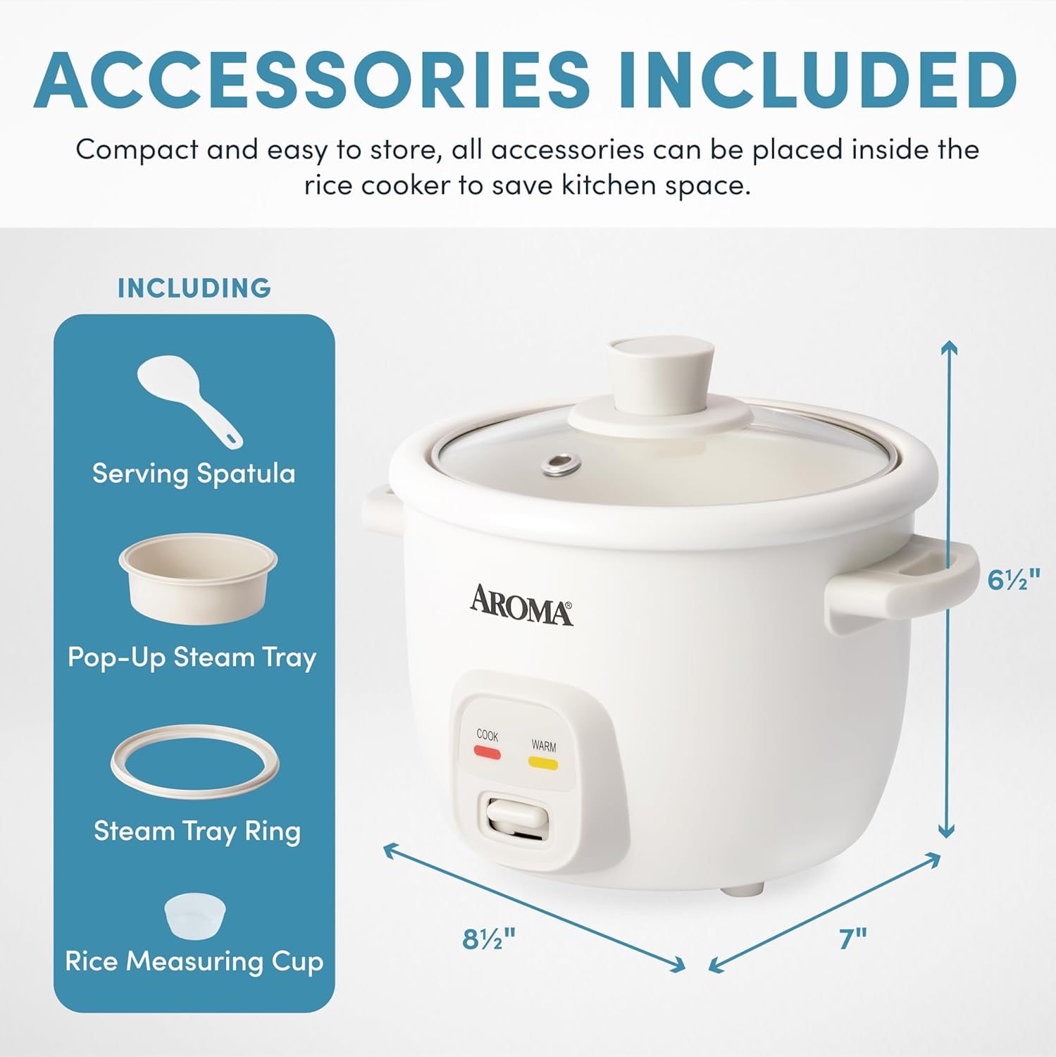 Aroma CoreCoat Rice Cooker with Pop-Up Steamer, 4-Cup Cooked, 2-Cup ...
