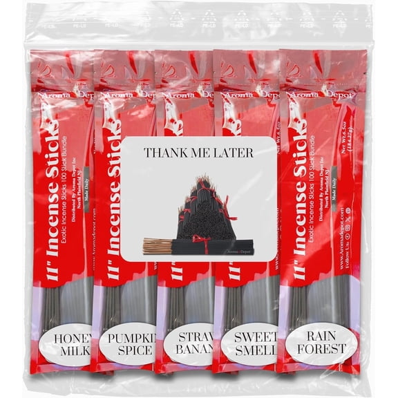 Aroma Depot 11 inch Incense Sticks Thank Me Later Scent Hand-Dipped Charcoal Incense Variety Pack