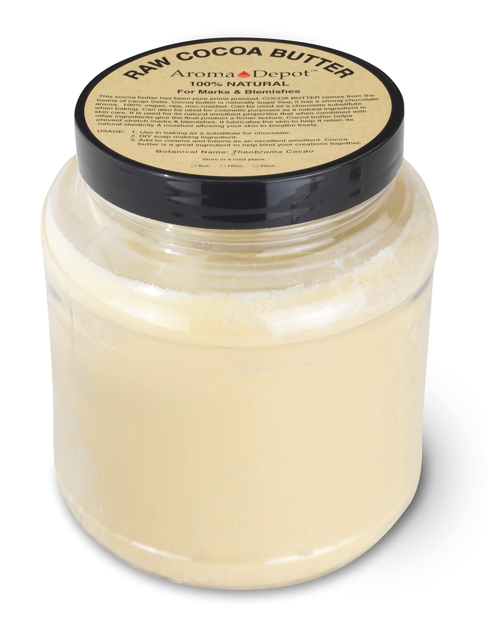 Aroma Depot 3lb / 48 oz Raw Cocoa Butter Unrefined 100 Natural Pure