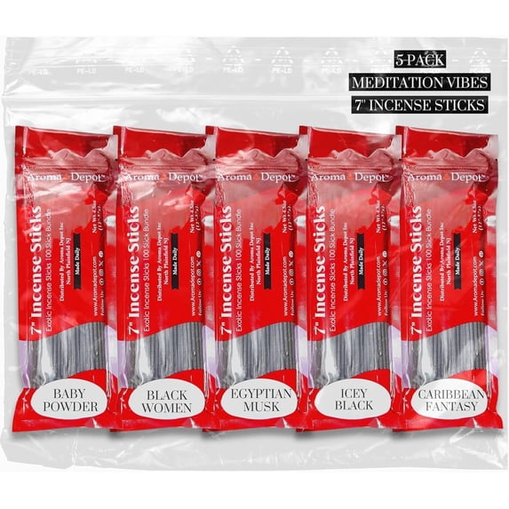 Aroma Depot 7 inch Meditation Vibes Variety Set – Hand-Dipped Charcoal Incense for Home Fragrance