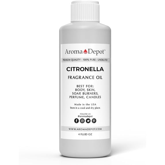 Aroma Depot Citronella 4 oz Fragrance Oil – Long-Lasting Scented Oil for Candles, Diffusers, Body Butters, Lotions & DIY Crafts