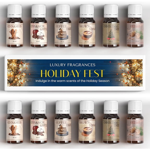 Aroma Depot Holiday Fest Collection – Christmas Home Fragrance Oil Set, 6 x 10ml Bottles for Candles, Soaps & Diffusers