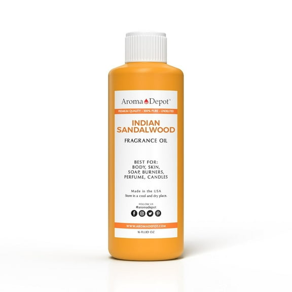 Aroma Depot Indian Sandalwood 16 oz Fragrance Oil – Warm Woody Scented Oil for Candles, Diffusers, Soaps & Body Butters