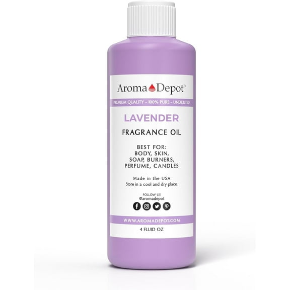Aroma Depot Lavender 4 oz Fragrance Oil – Long-Lasting Scented Oil for Candles, Diffusers, Body Butters, Lotions & DIY Crafts