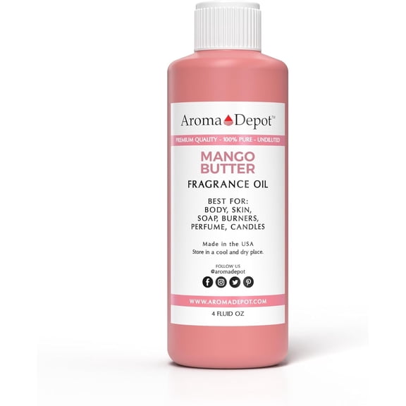 Aroma Depot Mango Butter Fragrance Oil 4 oz – Scented Oil for Candles, Soap Making, Diffusers and DIY Crafts