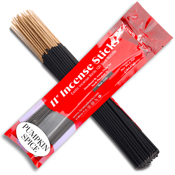 Aroma Depot Pumpkin Spice 11-Inch Incense Sticks – Hand-Dipped, 85–100 Sticks, Cozy Fall Gourmand, Low-Smoke