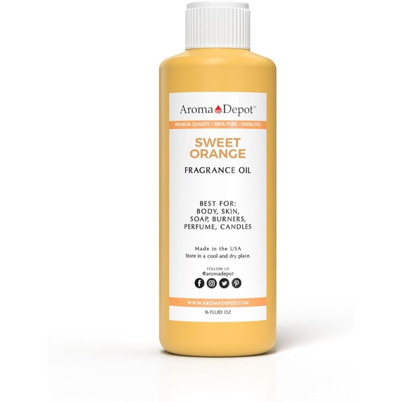 Aroma Depot Sweet Orange 16 oz Fragrance Oil – Fresh Citrus Scented Oil for Candles, Diffusers, Soaps & Body Products