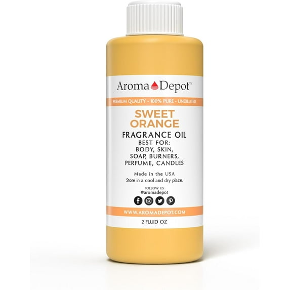 Aroma Depot Sweet Orange 2 oz Fragrance Oil – Long-Lasting Scented Oil for Candles, Diffusers, Body Butters, Lotions & DIY Crafts