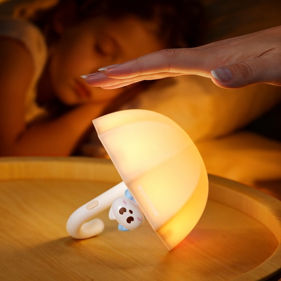 INXDOLHOM Umbrella Night Light for Kids, 3 Level Dimmable Baby Nightlight, LED Rechargeable Bedside Touch Cute Lamp for Toddler Nursery Room, White