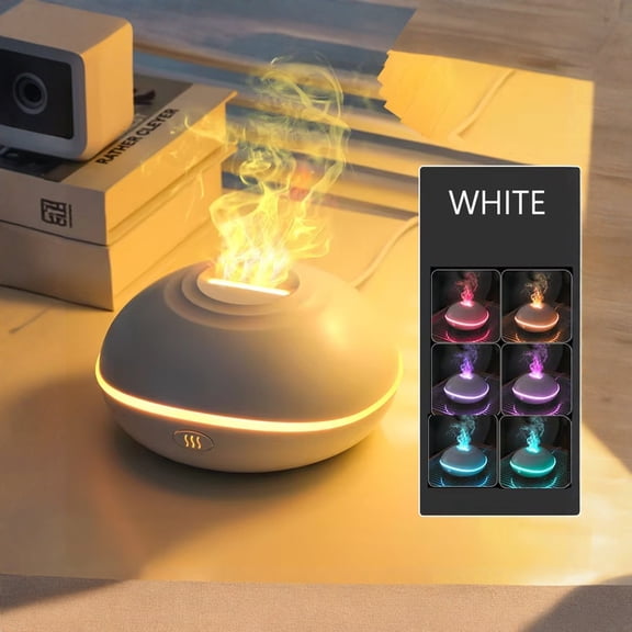 Aroma Diffuser Desktop Humidifier, Flame Crackle Light Diffuser for Bedroom Study, USB Cool Mist Aromatherapy, Easter Decor, Valentines Day Gifts, 1Pcs White