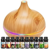 Dongzhen Diffusers for Essential Oils Large Room 600ml,Essential Oil Diffusers for Home with R/C Light Brown