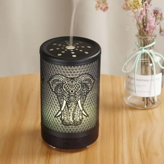 Aroma Diffuser Ultrasonic Cool Mist Air Humidifier with LED Lamp, Aroma Diffuser Atomizer for Essential Oils in a Mini Elephant Aromatherapy