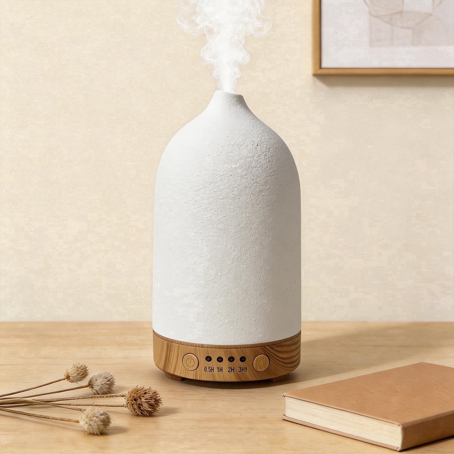Behome 100ML Ceramic Essential Oil Diffuser, Ultrasonic Diffuser with 7 ...