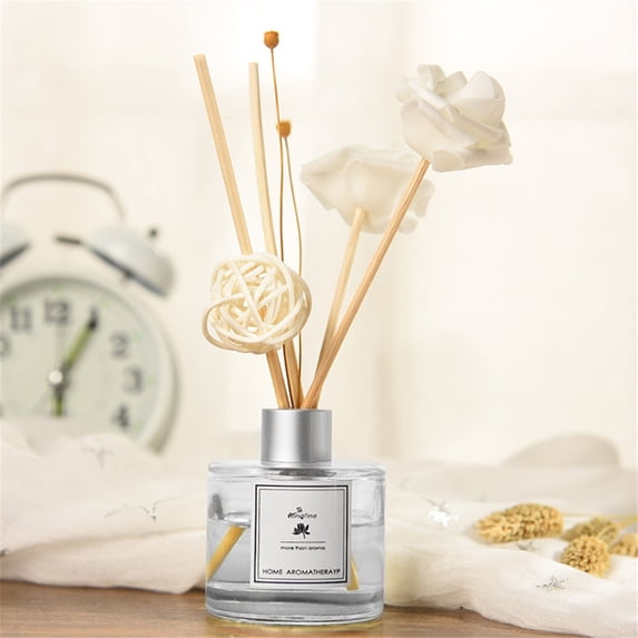 Aroma Diffuser with Natural Reeds, Glass Bottle and 50Ml Of Aroma Oil,Oil Diffusers with Natural Sticks, Glass Bottle and Scented Oil 50Ml