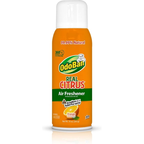 Aroma Eliminator, 360-Degree Continuous Spray Natural Oil Real Citrus Air Freshener, Toilet Spray, Made in the USA, Orange Scent, 10 Ounces