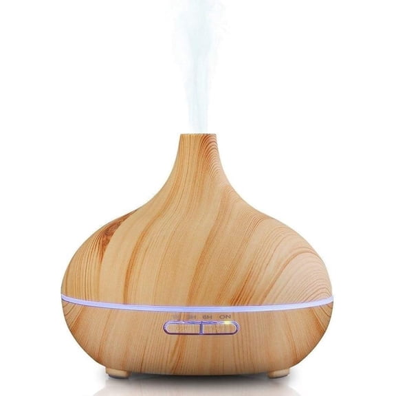 JoySusie Color LED Lights Changing & 4 Timer Settings Ultrasonic Cool Mist Humidifier 500ml Oil Diffuser with Remote Control, Wood Grain, Brown