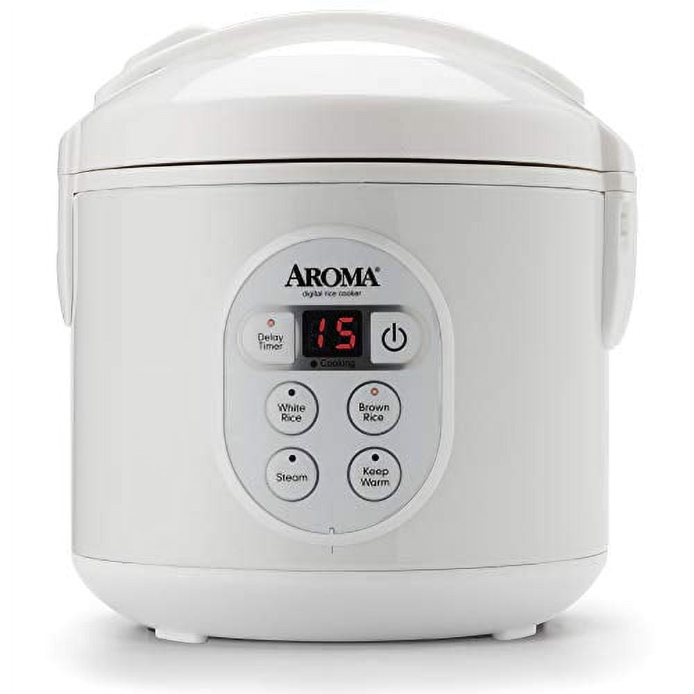Aroma Housewares 4-Cup Cooked 1qt. Rice & Grain Cooker with Automatic Warm Mode, Steamer, One-Touch Operation, White ARC-302-1NG,2 Cup Uncooked