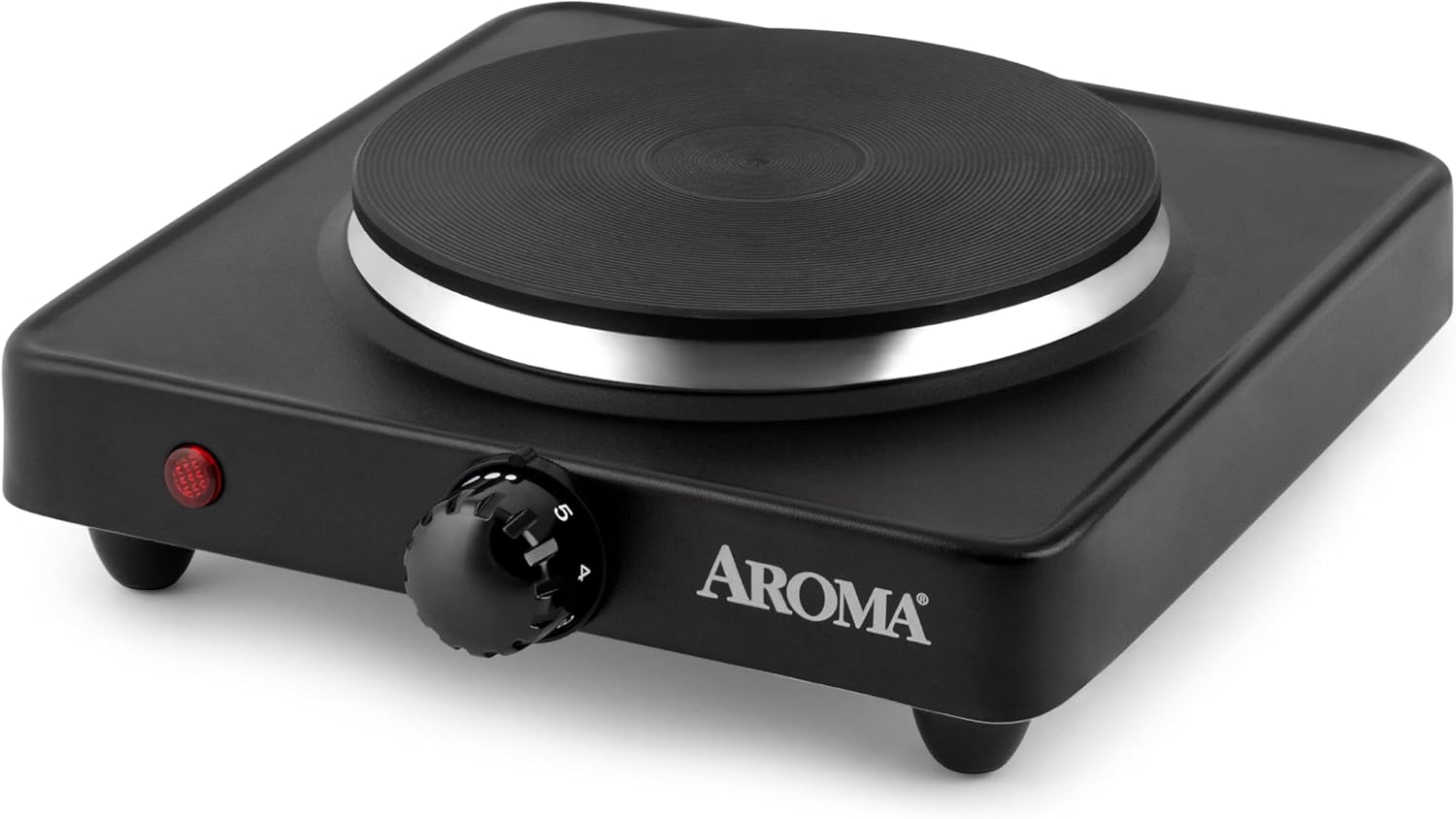 Aroma Housewares AHP303 Single Burner Hot Plate, Metal, Black