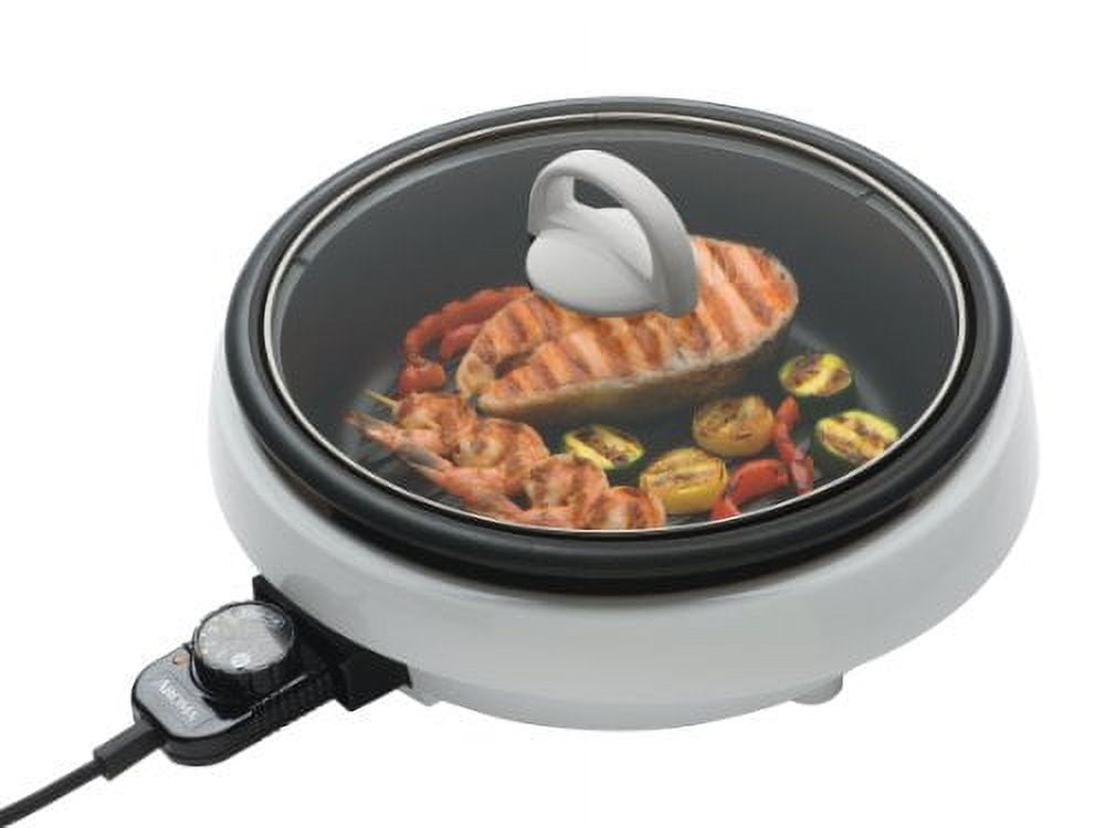 White and Black 3-Quart 3-in-1 Electric Indoor Grill Pot
