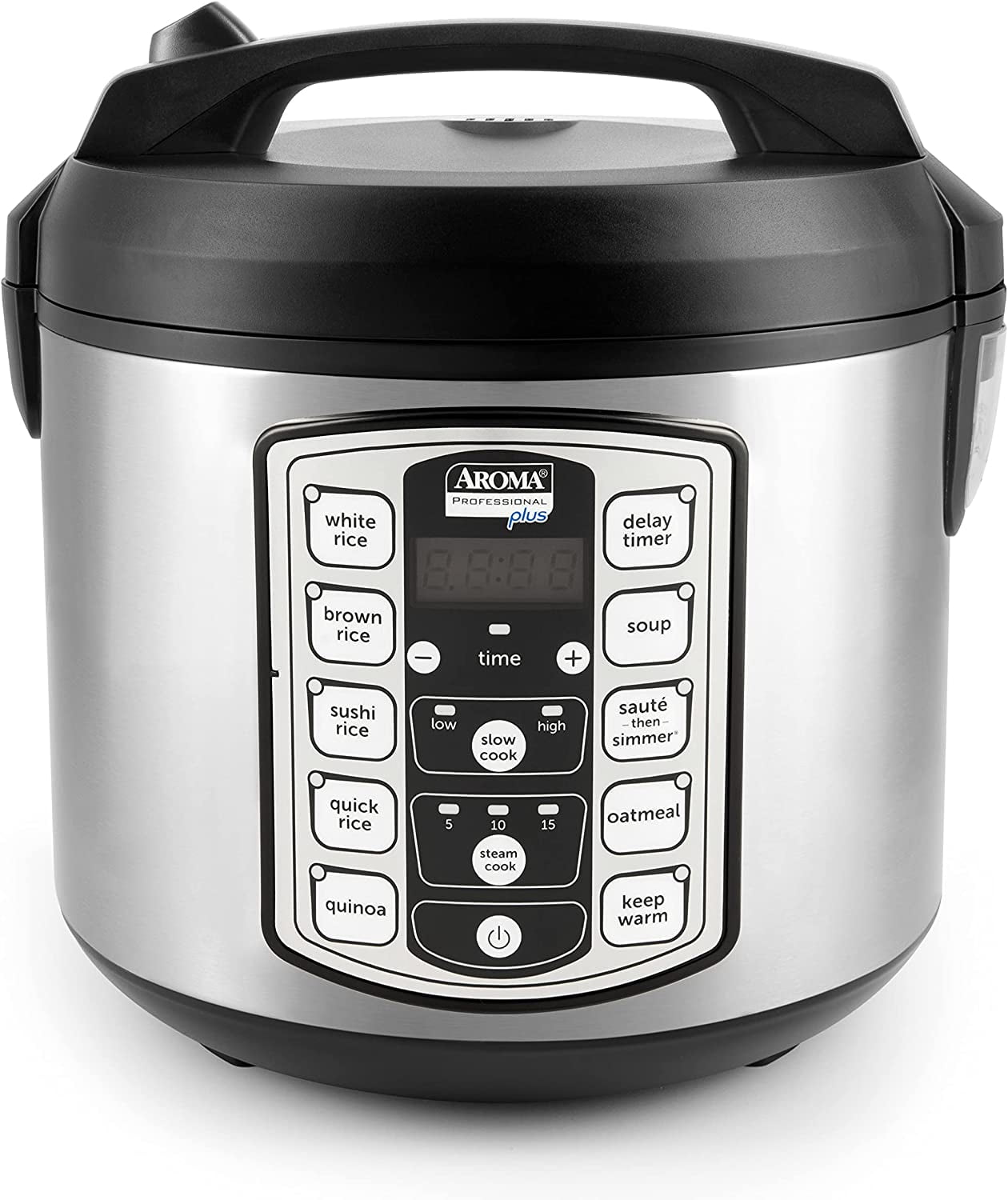 20-Cup Silver Rice Cooker with Food Steamer and Slow Cooker Functions 20-Cup Silver Rice Cooker with Food Steamer and Slow Cooker Functions