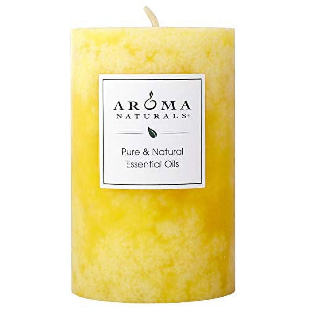Yellow Scented Pillar Candle with Orange and Lemongrass