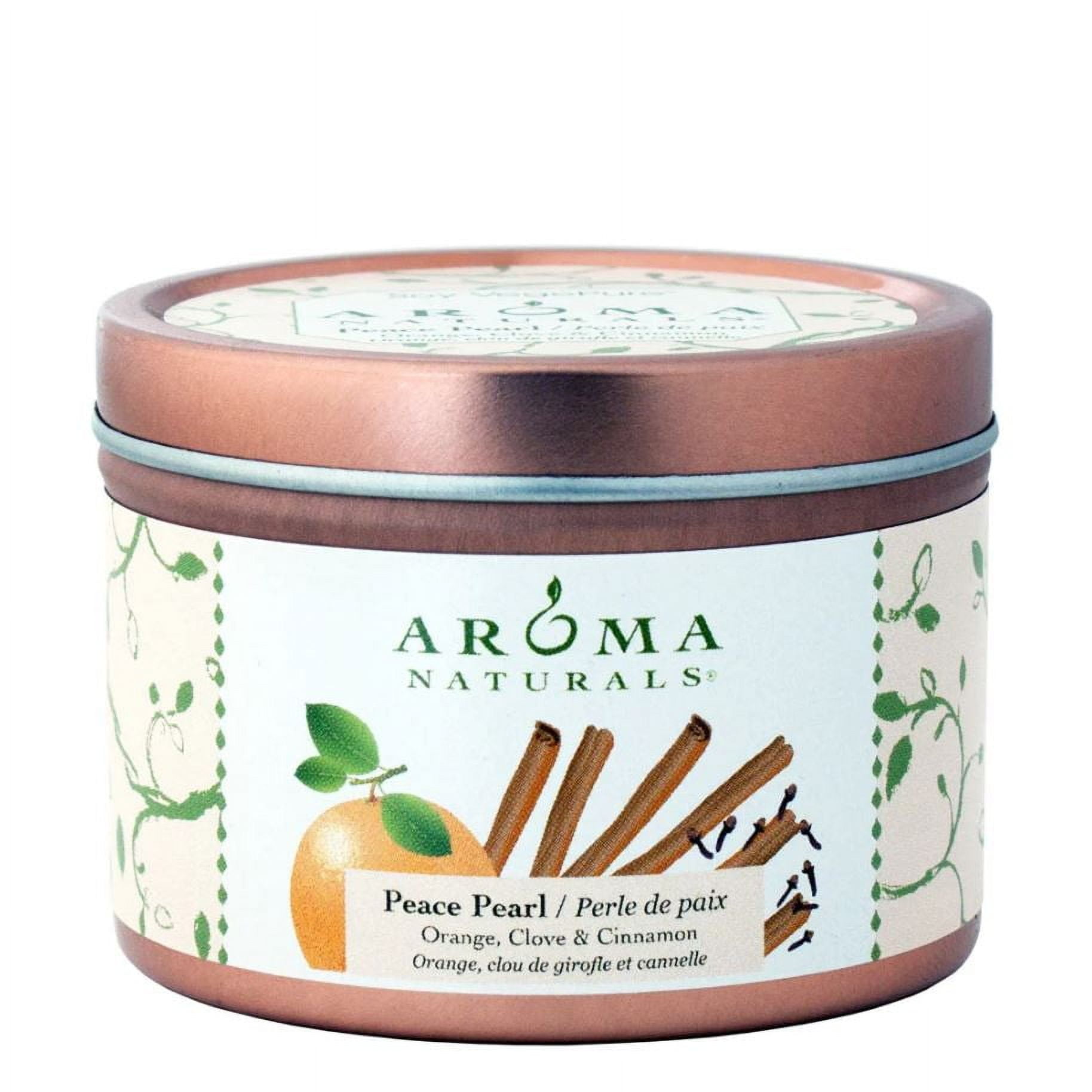 Aroma Naturals - Peace Pearl Soy VegePure Small Travel Tin Eco-Candle Orange, Clove & Cinnamon
