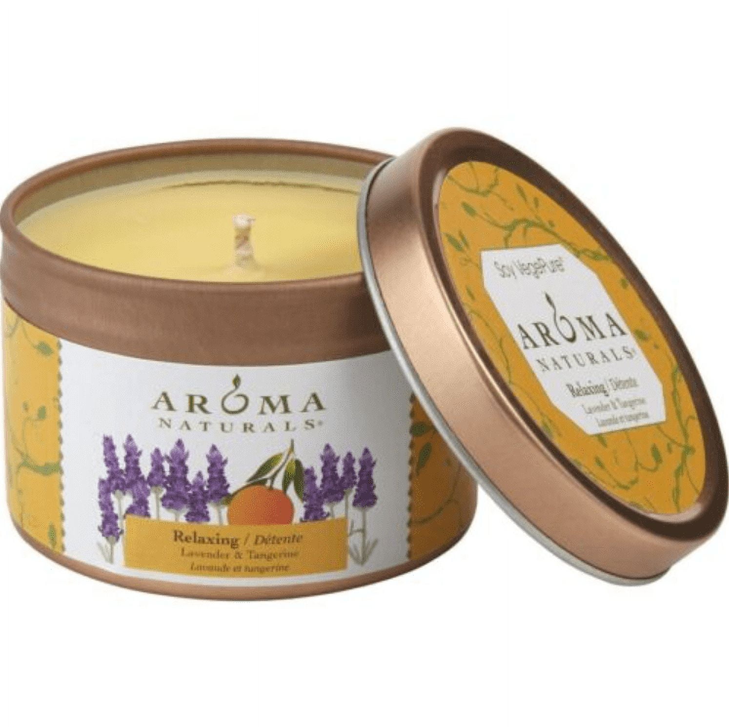 Aroma Naturals Soy VegePure®, Travel Tin Candle, Relaxing, Lavender & Tangerine, 2.8 oz (79.38 g)