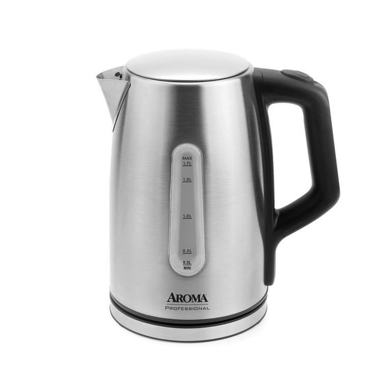 Farberware Stainless Steel 1.7 Liter Electric Tea Kettle, Silver, Cordless  