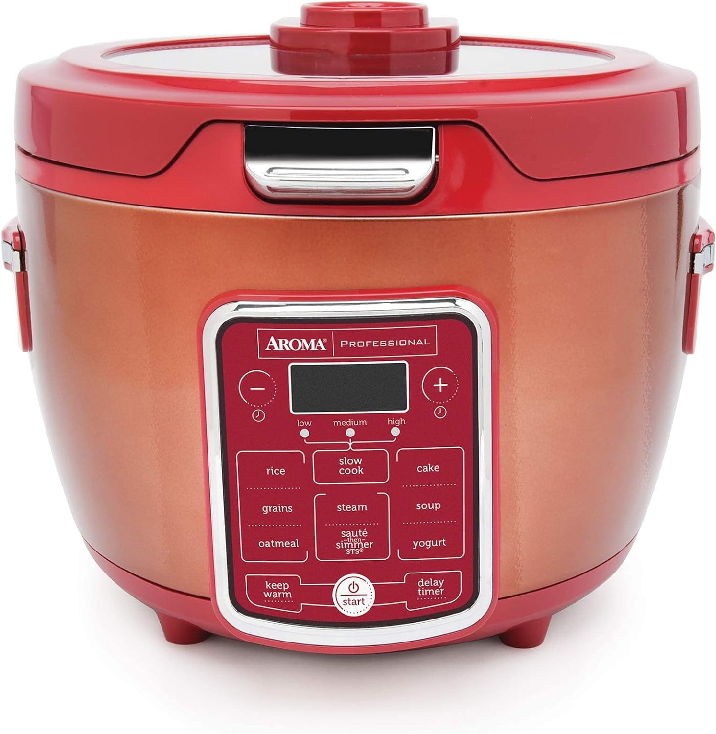Aroma Professional ARC1230R Cool Touch Glass Lid, Food Steamer, Slow Cooker, Multicooker with
