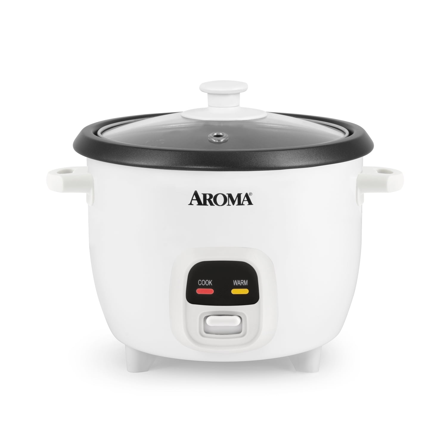 Compact White Granite 6-Cup Rice Cooker with Glass Lid