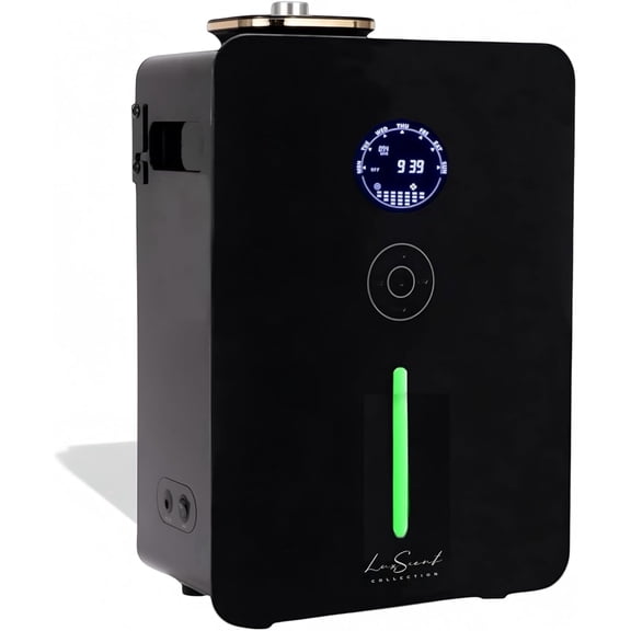 Luxscent Collection Bellagio Waterless Aroma Diffuser, Black, Covers up to 3500 Sq ft, HVAC Compatible