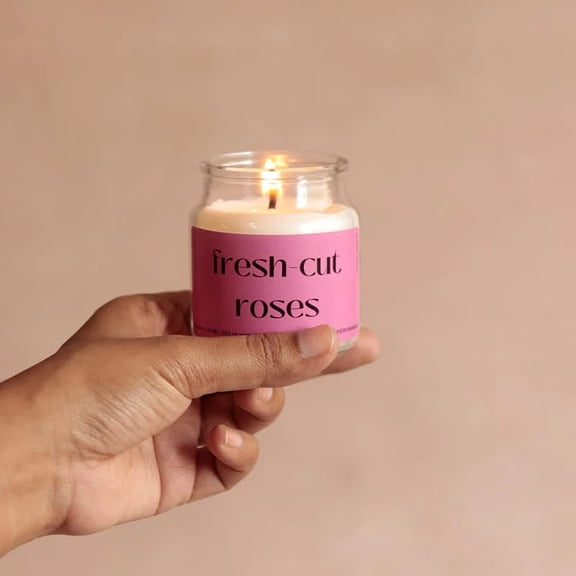Aroma Scented Fresh Roses Scented Candles for Home Decor | Scented Candles for Home, Bedroom, Decor and Decoration | Home Decor Items - Rose Scented, 120gm,30Hrs+ Burn